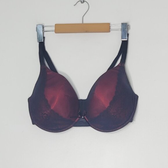 Curvation Red Black Lace Supportive Padded Cups Bra Adjustable Plus Size 40DD - Picture 1 of 9